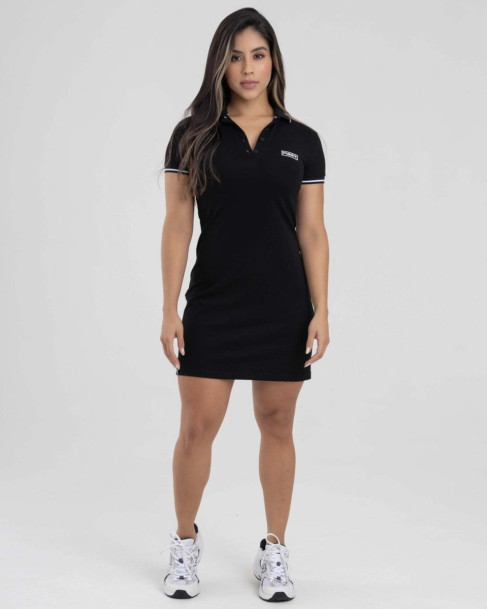 Vestido Corto Vestidos Tipo Polo Vestido Polo Corto Negro Elevate