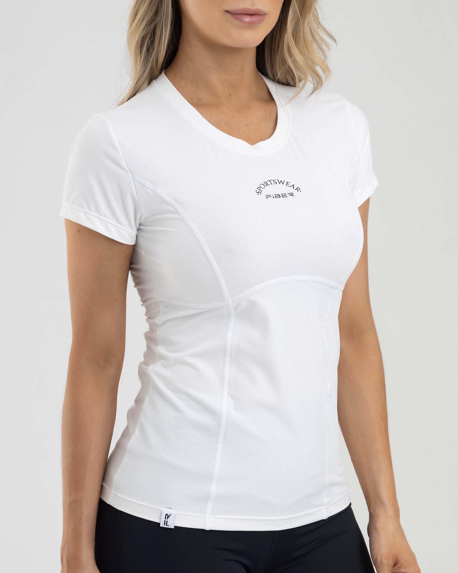 Camiseta manga corta sport blanca femme FIBER