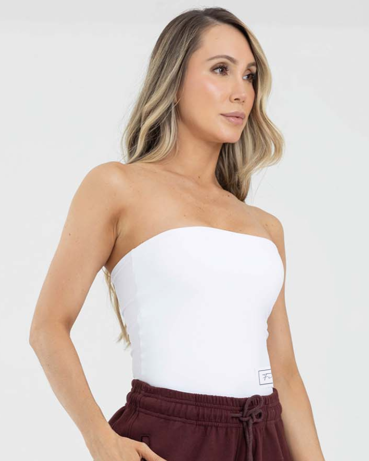 Blusa strapless blanco FIBER fluir BareLine