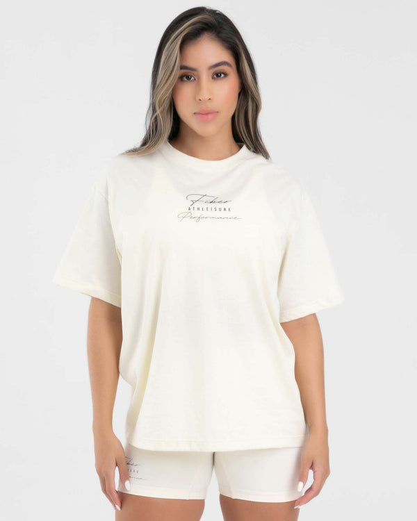 Camiseta oversize marfil vainilla essentials FIBER