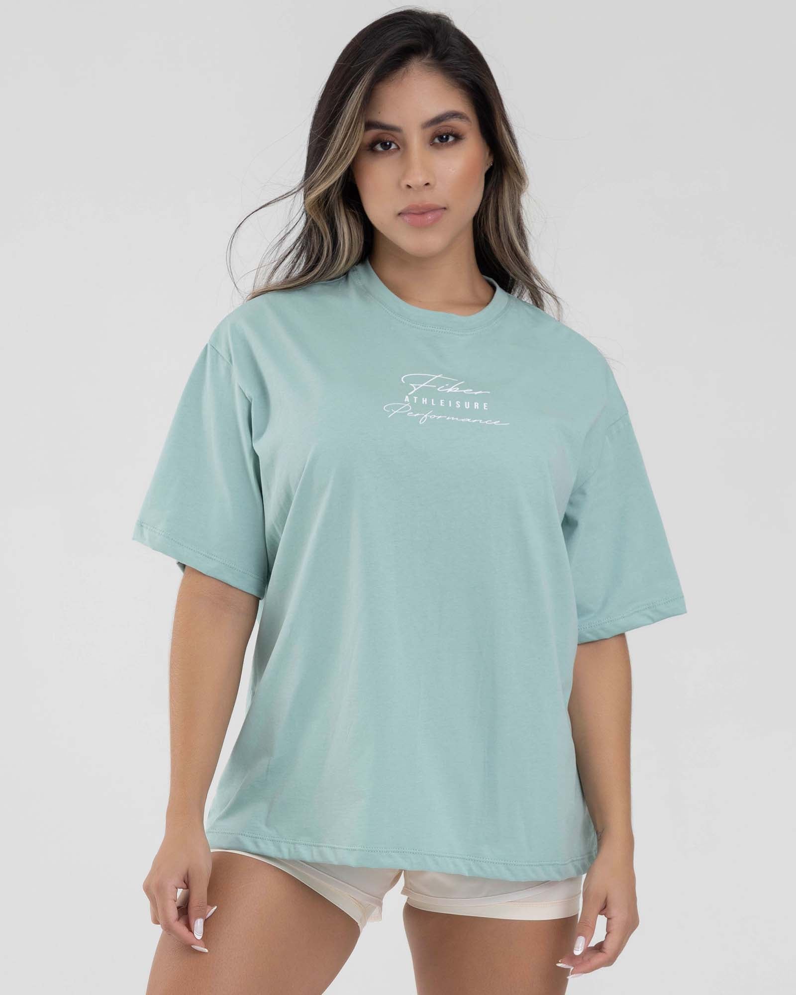 Camiseta oversize verde aqua simplicity FIBER