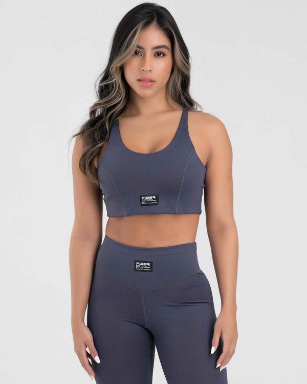 Top manga sisa open back gris shark essentials FIBER