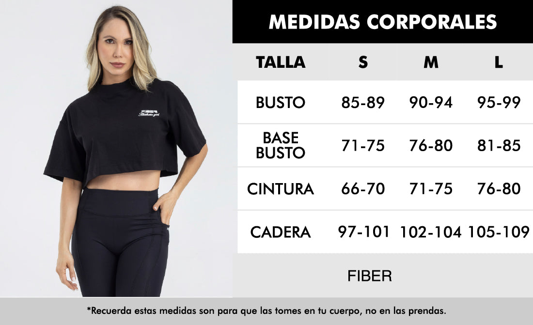 Camiseta corta holgada negro pilates FIBER