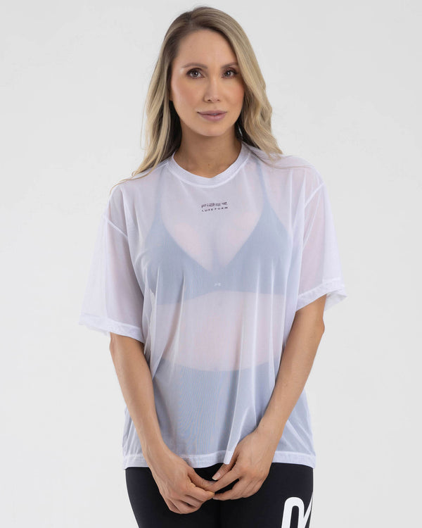 Camiseta oversize net blanca ocean FIBER