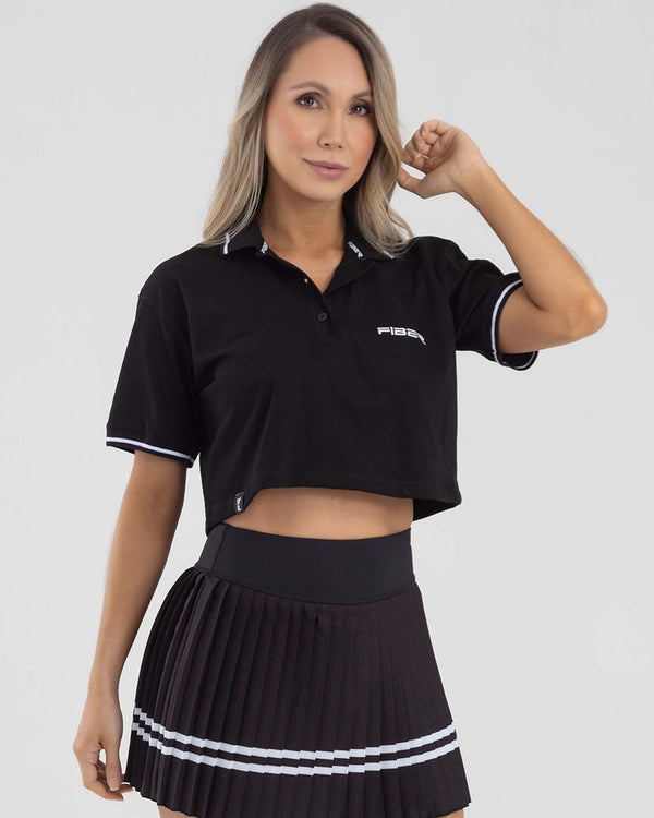 Blusa polo manga corta negra ocean FIBER