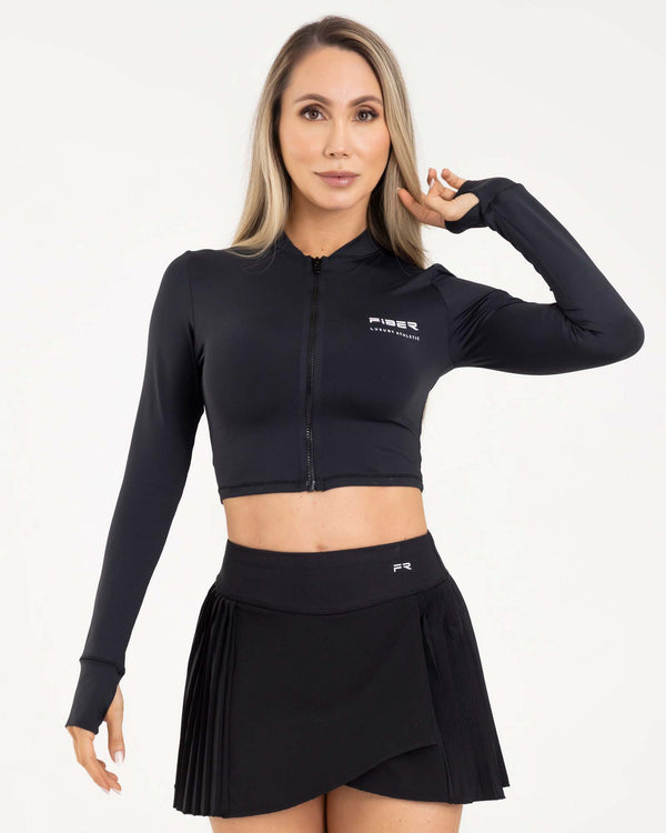 Chaqueta cropped LA negra classy FIBER