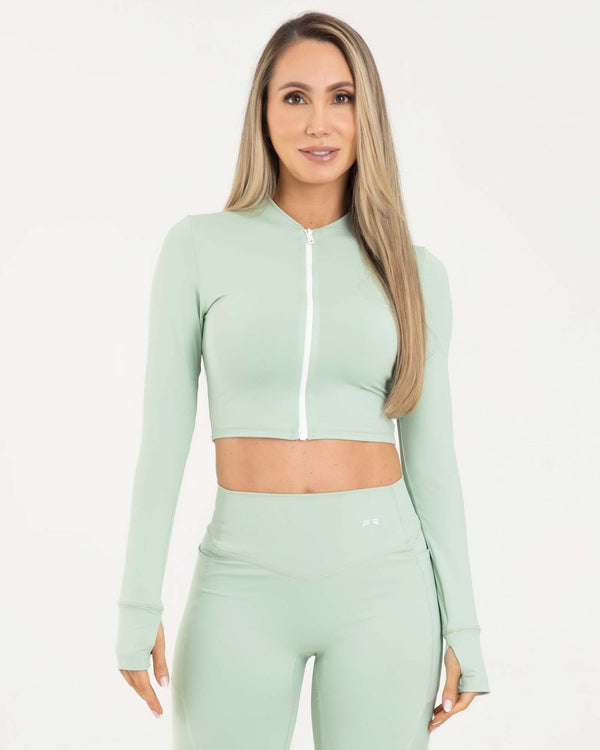 Chaqueta cropped LA verde classy FIBER