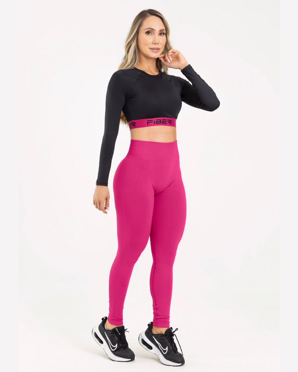 Top manga larga branded fucsia lamour FIBER