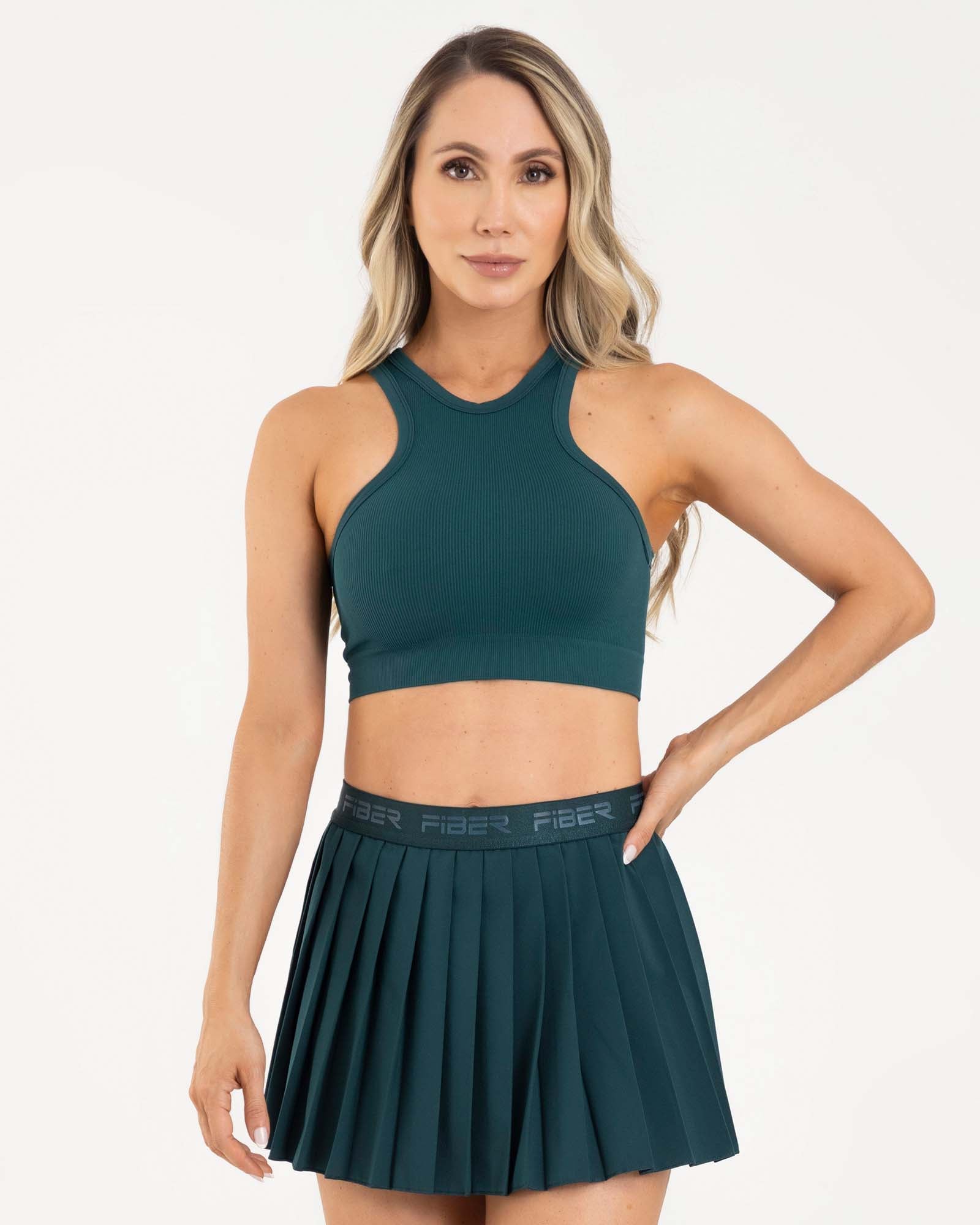 Falda plisada branded verde esmeralda eterea FIBER