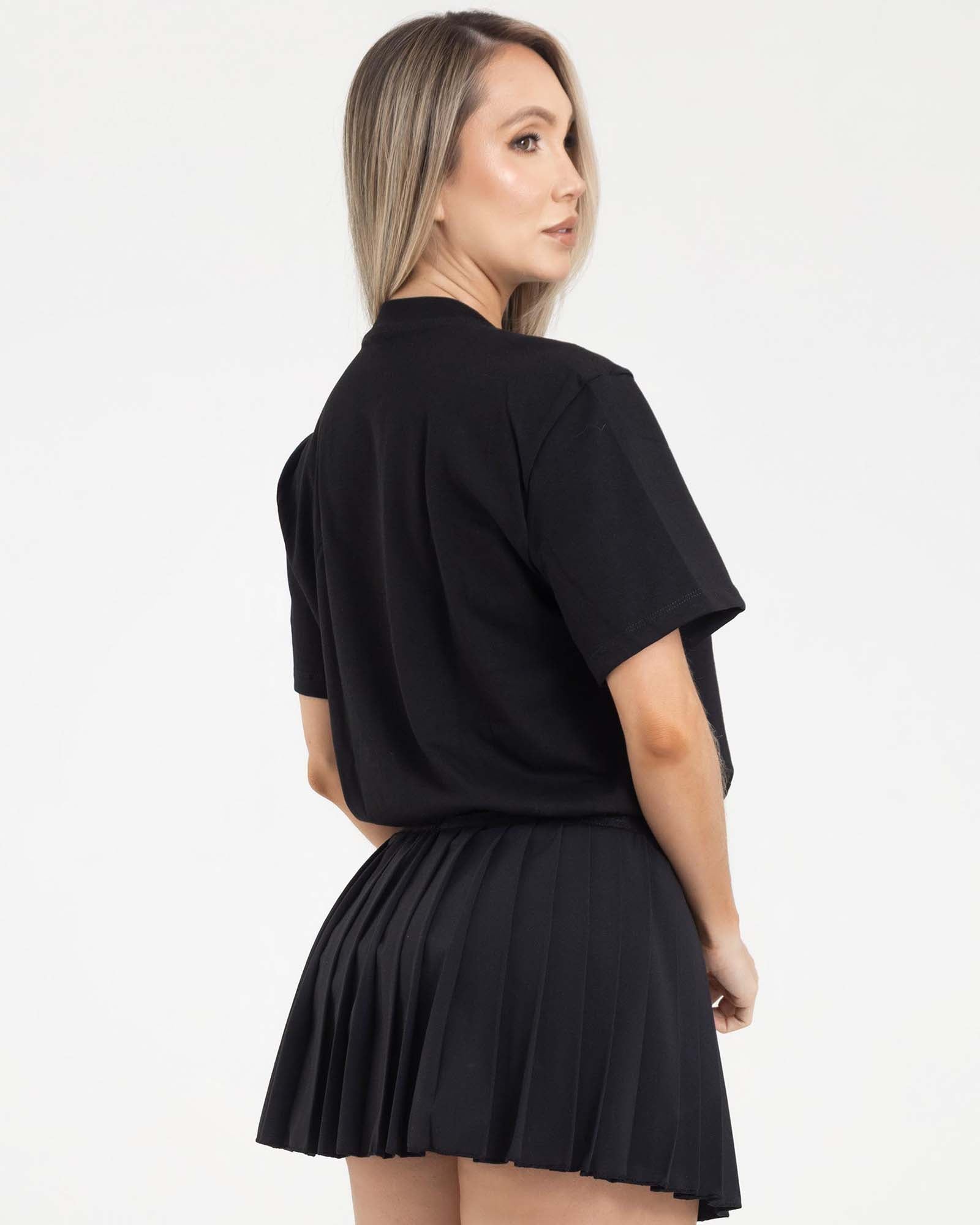 Camiseta manga corta holgada negro icon girl fiber