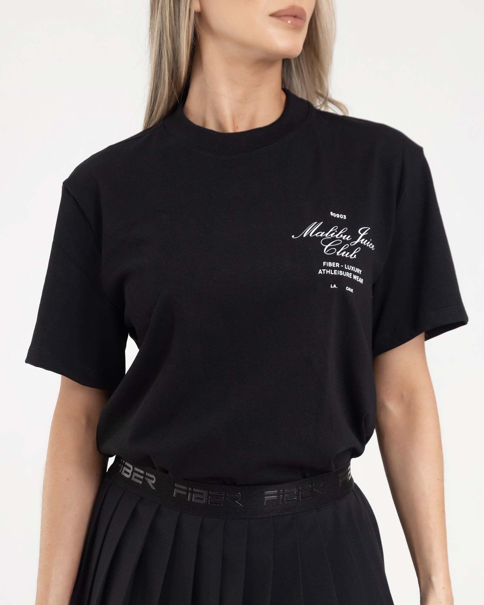 Camiseta manga corta holgada negro icon girl fiber