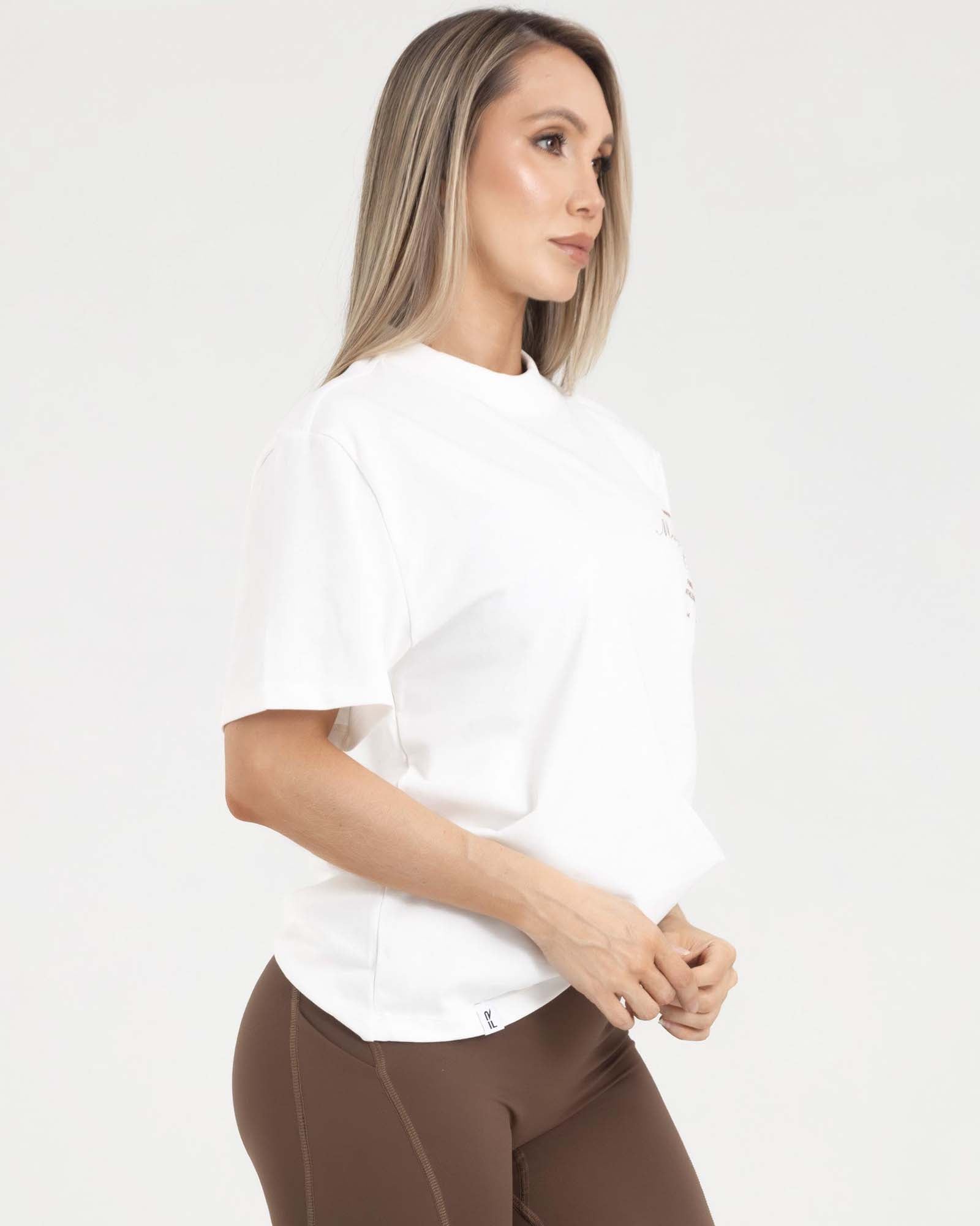 Camiseta manga corta holgada marfil icon girl fiber