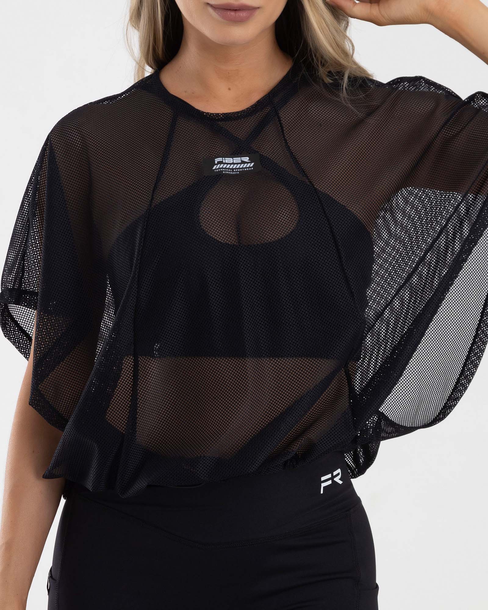 Blusa oversize net negro focused FIBER