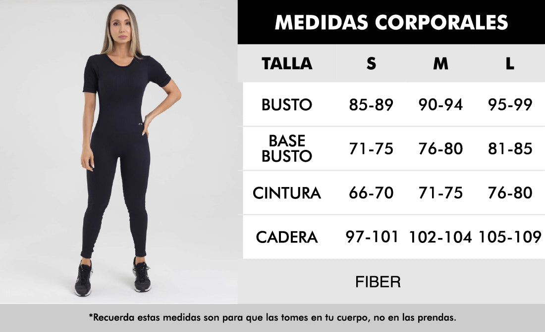Enterizo largo manga corta push up negro muse FIBER