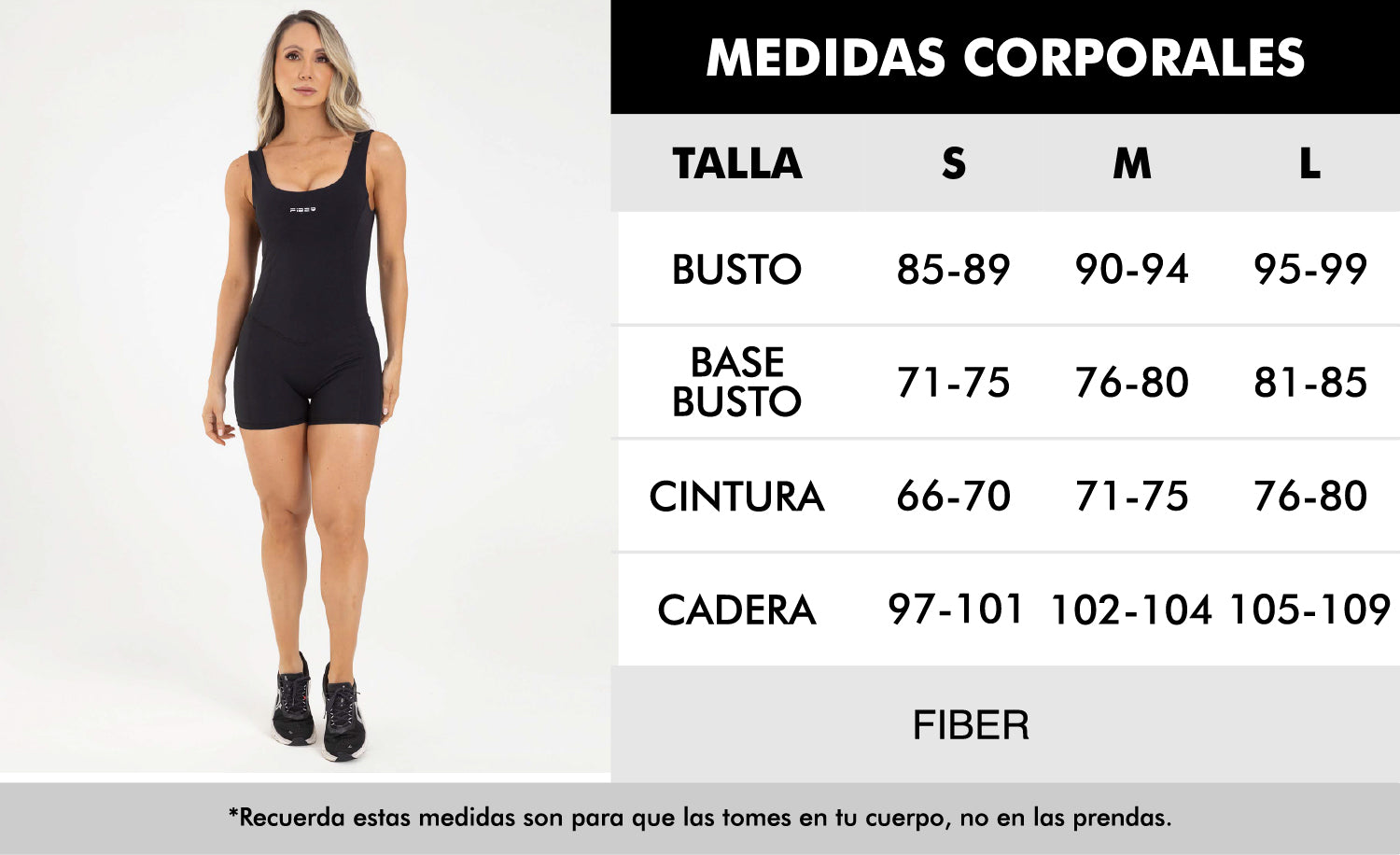 Enterizo corto negro sporty FIBER