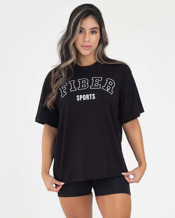 Camiseta oversize negra fancy FIBER