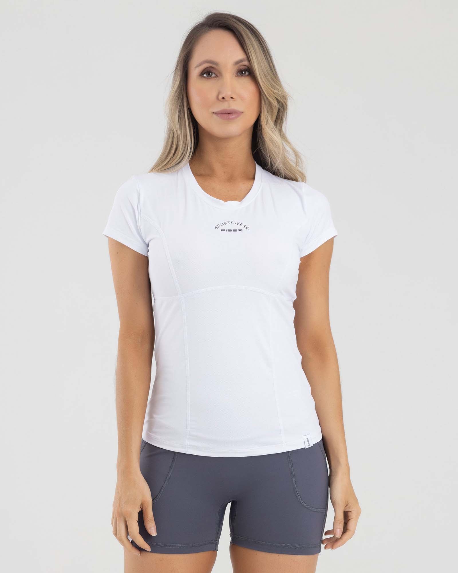 Camiseta manga corta sport blanca femme FIBER