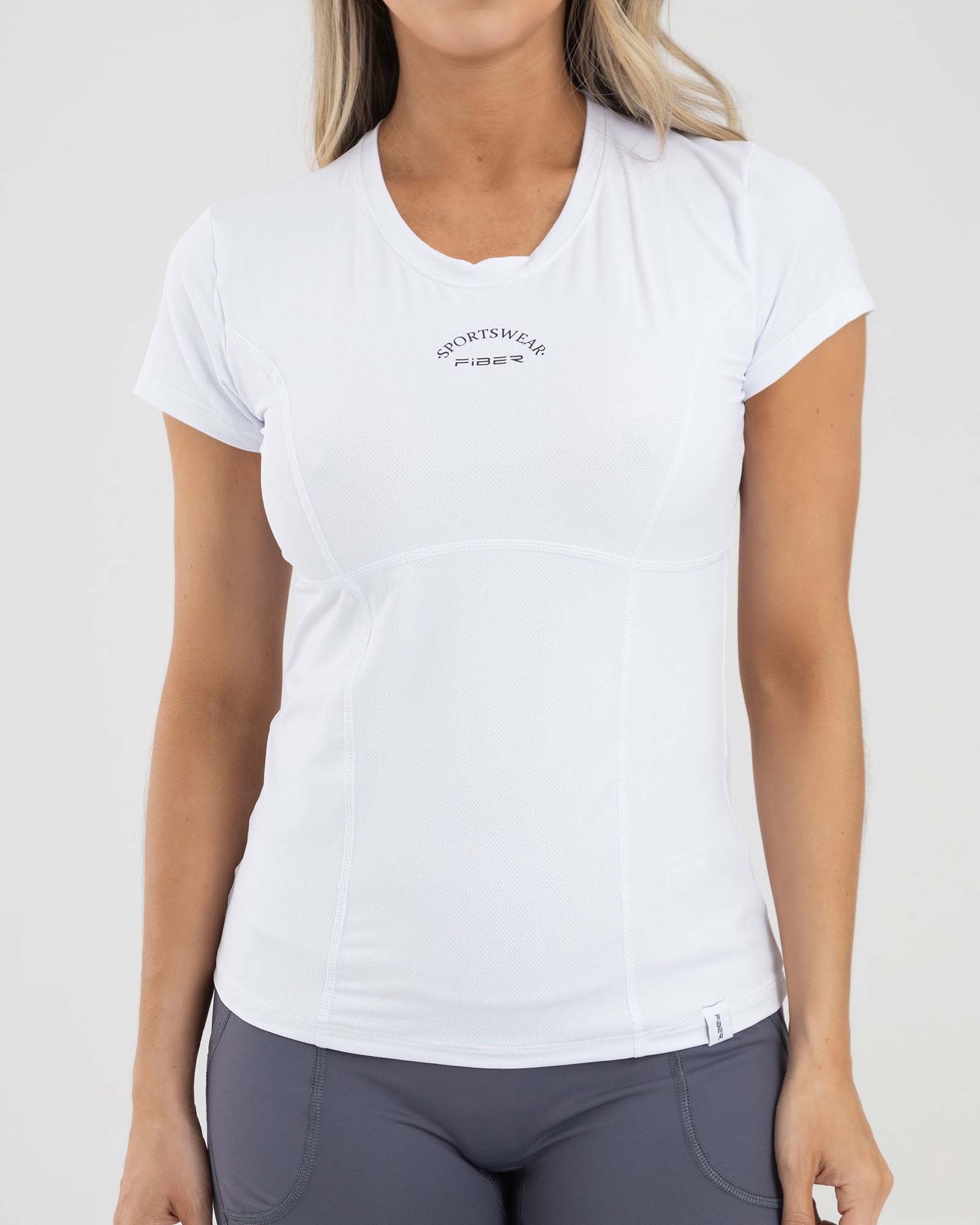 Camiseta manga corta sport blanca femme FIBER