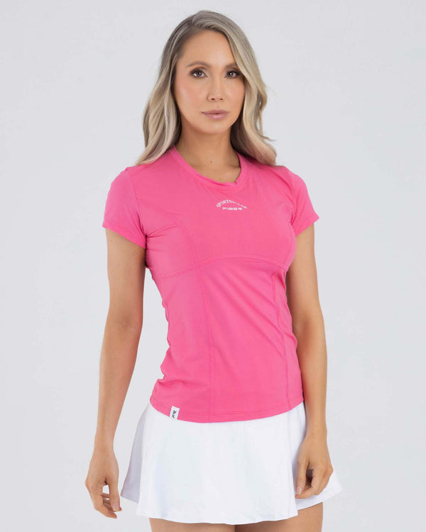 Camiseta manga corta sport fucsia femme FIBER