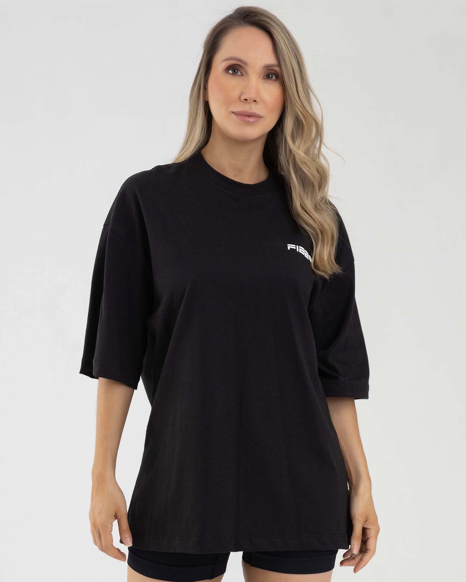 Camiseta oversize heavy negra femme FIBER