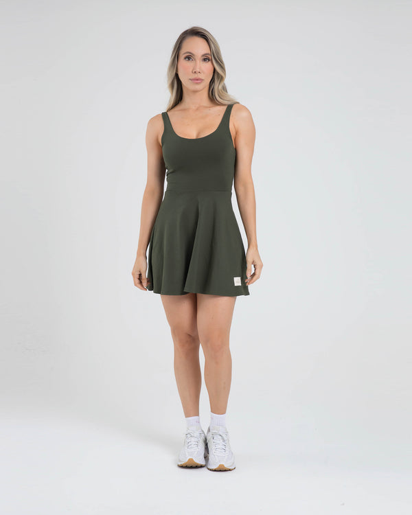 Vestido falda light form verde oscuro offline FIBER