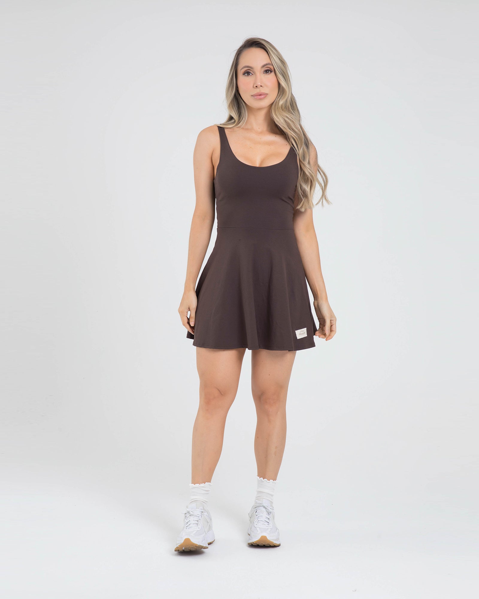 Vestido falda light form cafe oscuro offline FIBER