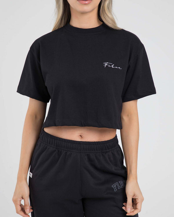 Camiseta crop soft negro offline FIBER