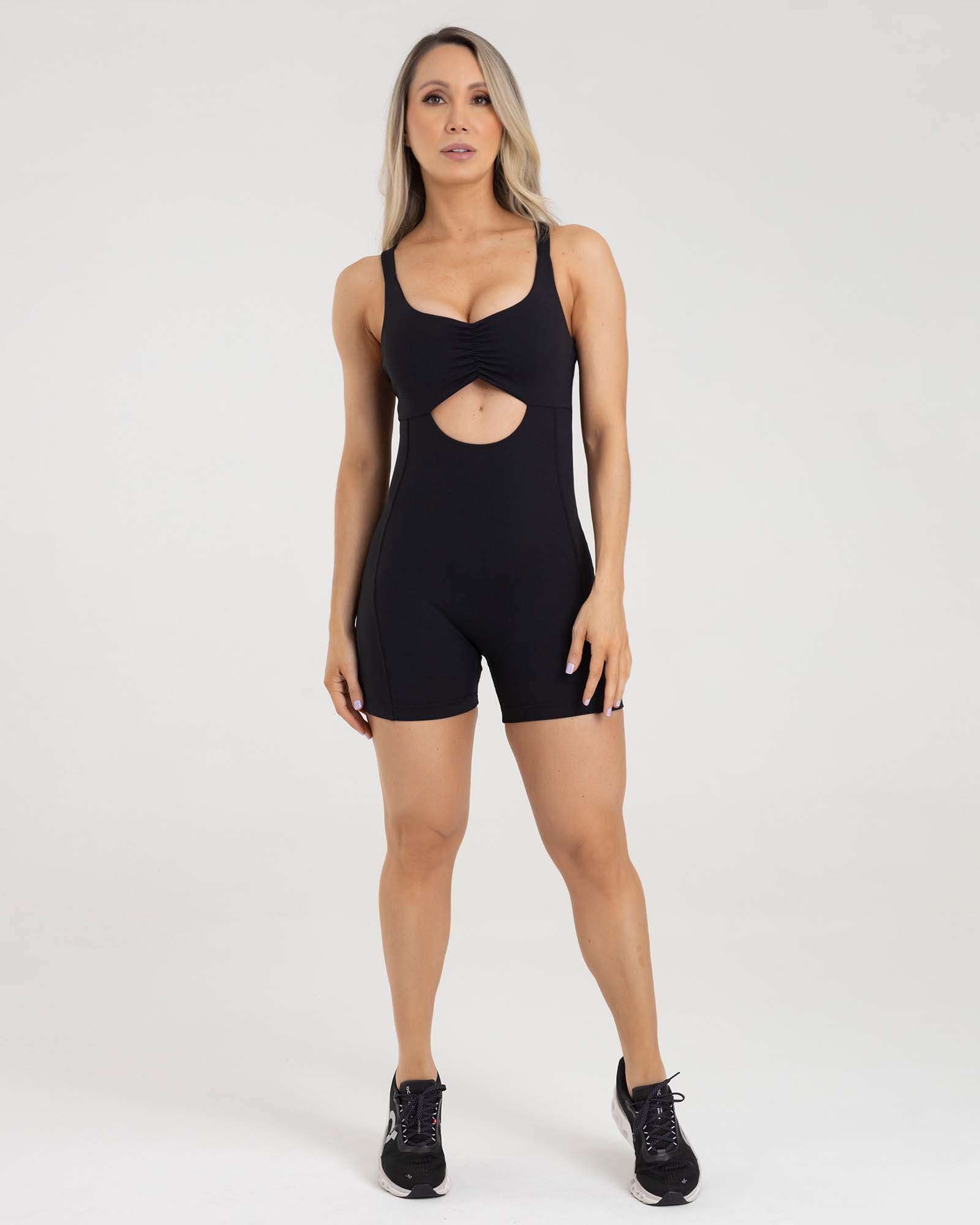 Enterizo short negro aurora FIBER