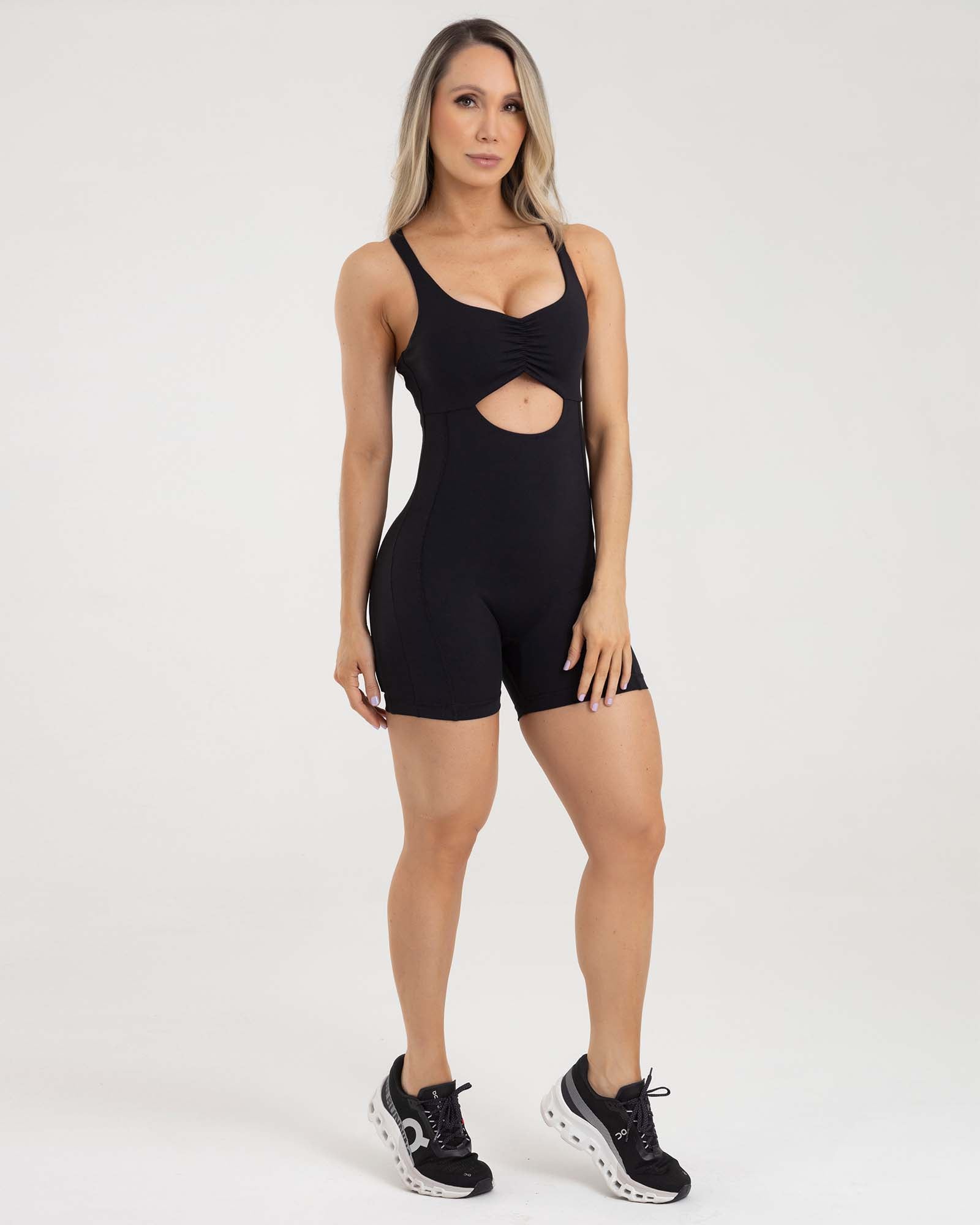 Enterizo short negro aurora FIBER