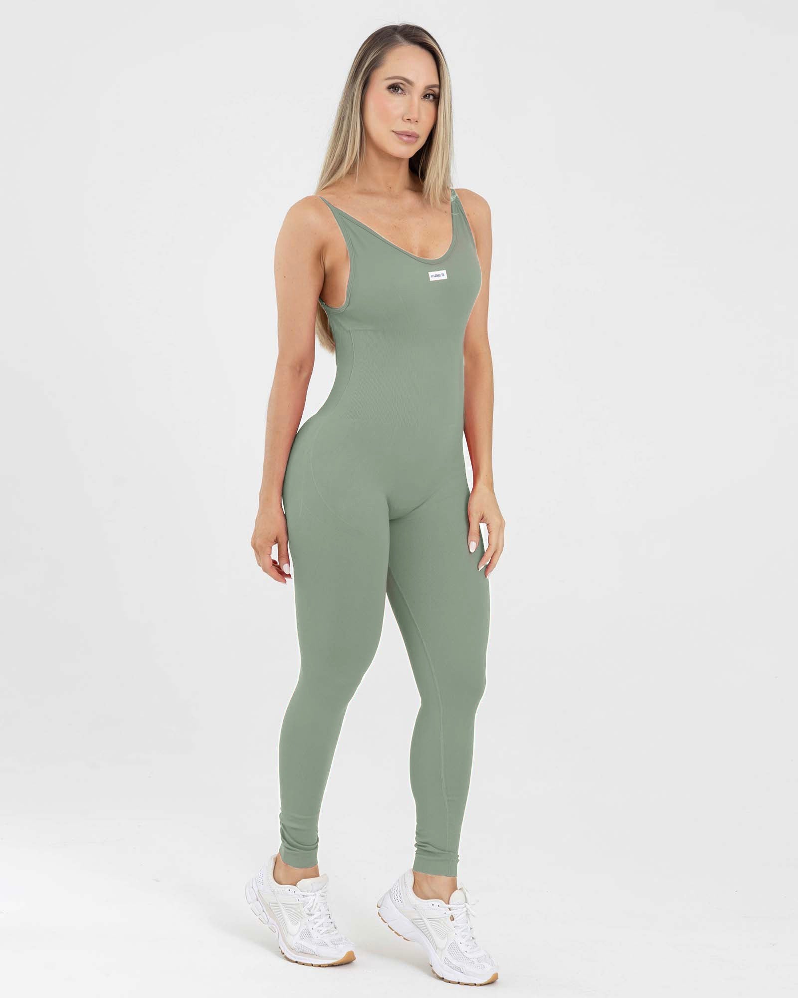 Enterizo largo sin costuras aceituna FIBER fluir MotionSkin