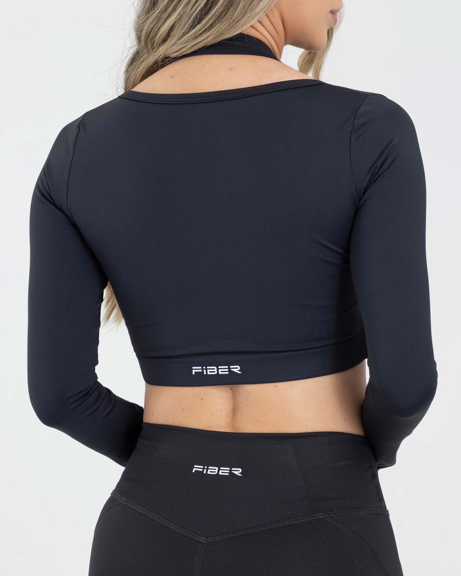 Top manga larga negro FIBER fluir Tone