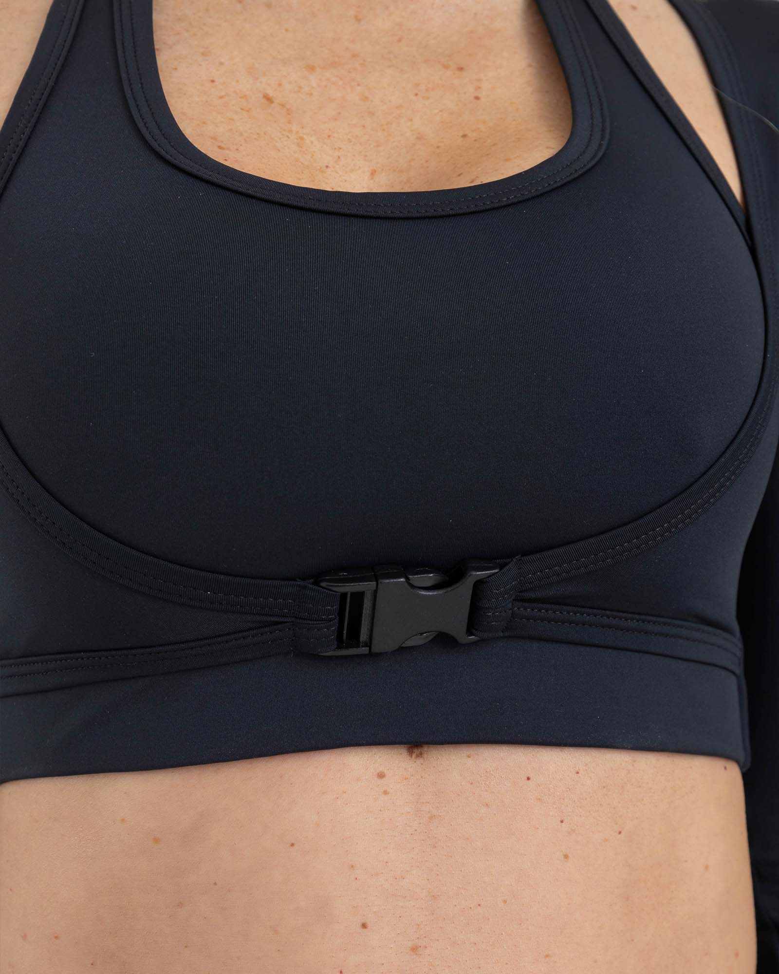 Top manga larga negro FIBER fluir Tone