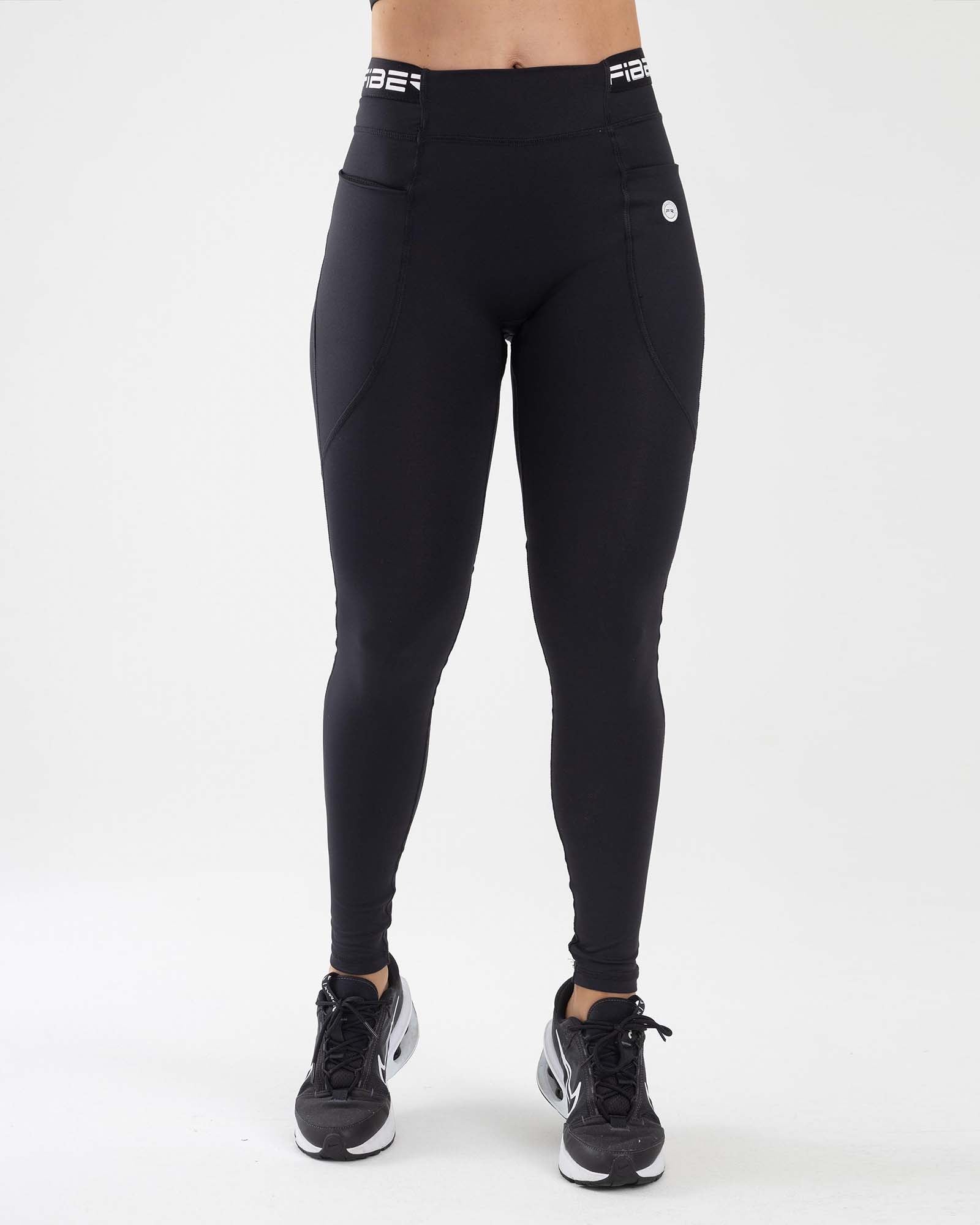 Leggings branded negro golden FIBER