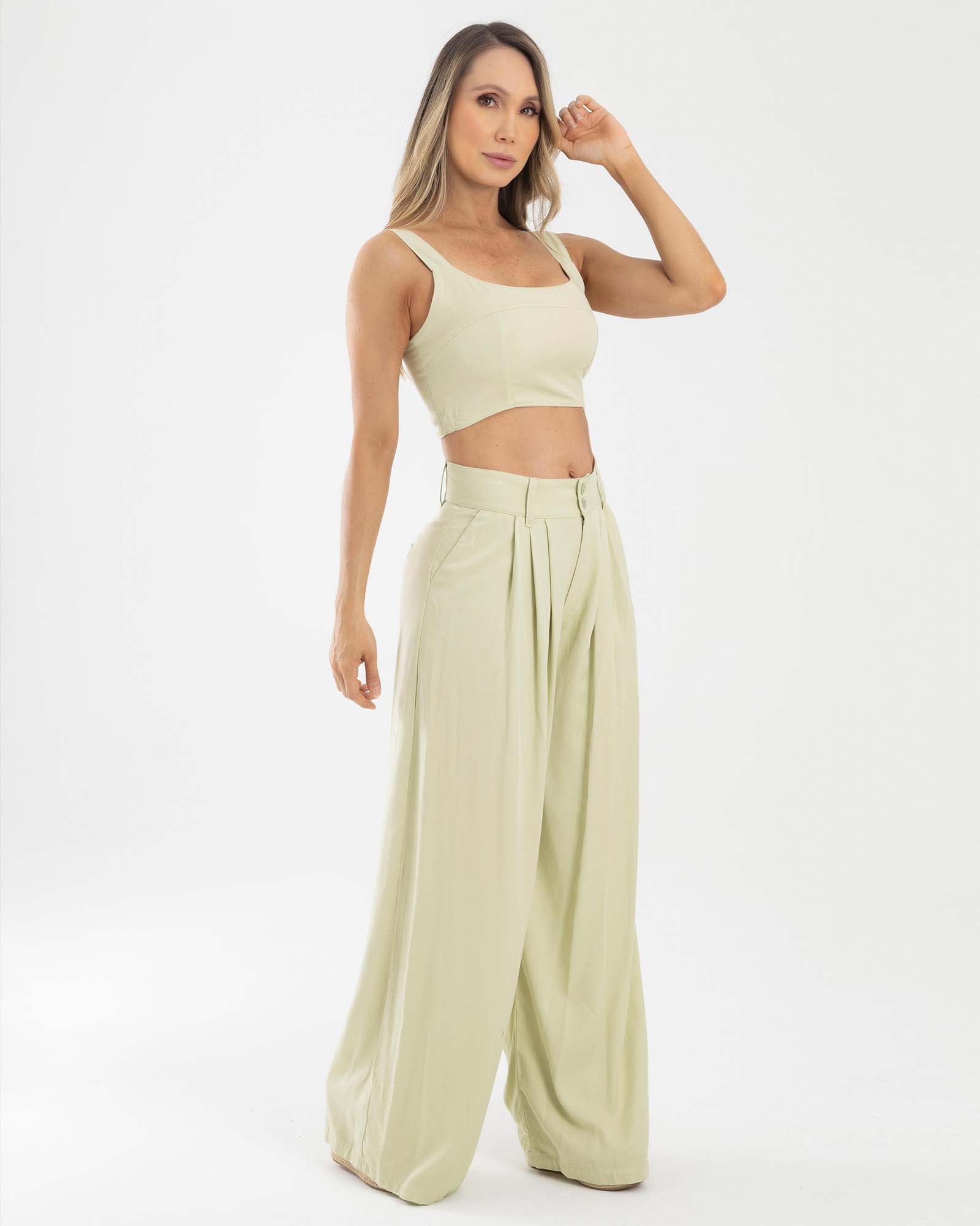 Pantalon casual verde golden hour FIBER