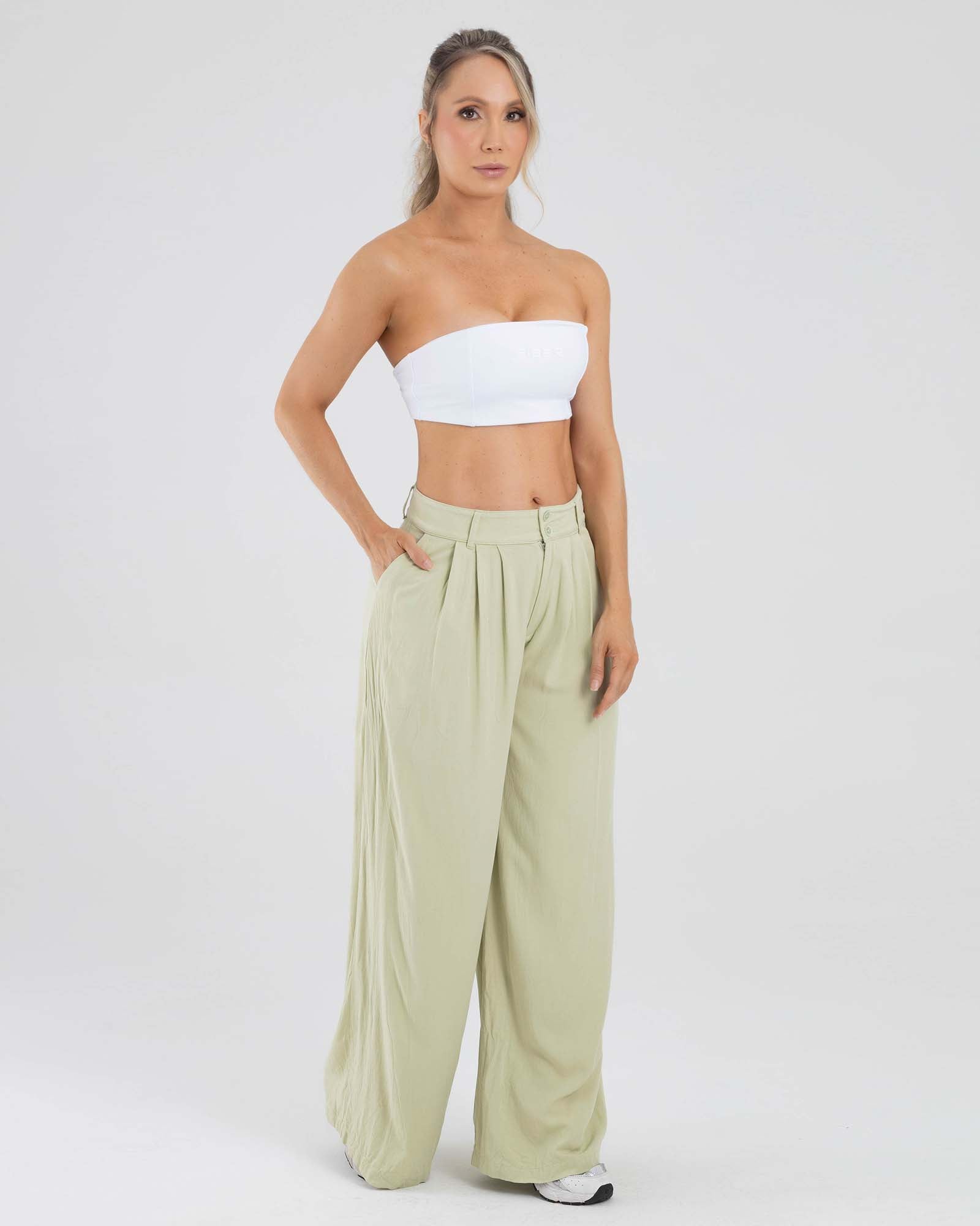 Pantalon casual verde golden hour FIBER