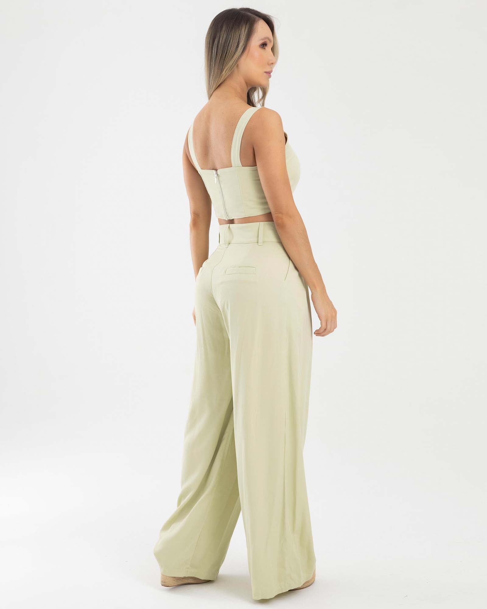 Pantalon casual verde golden hour FIBER