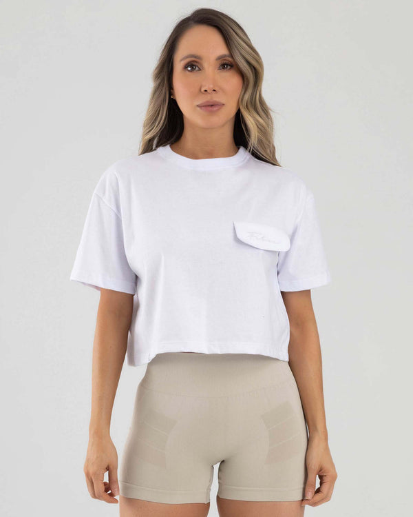 Camiseta manga corta branded blanco active luxe FIBER