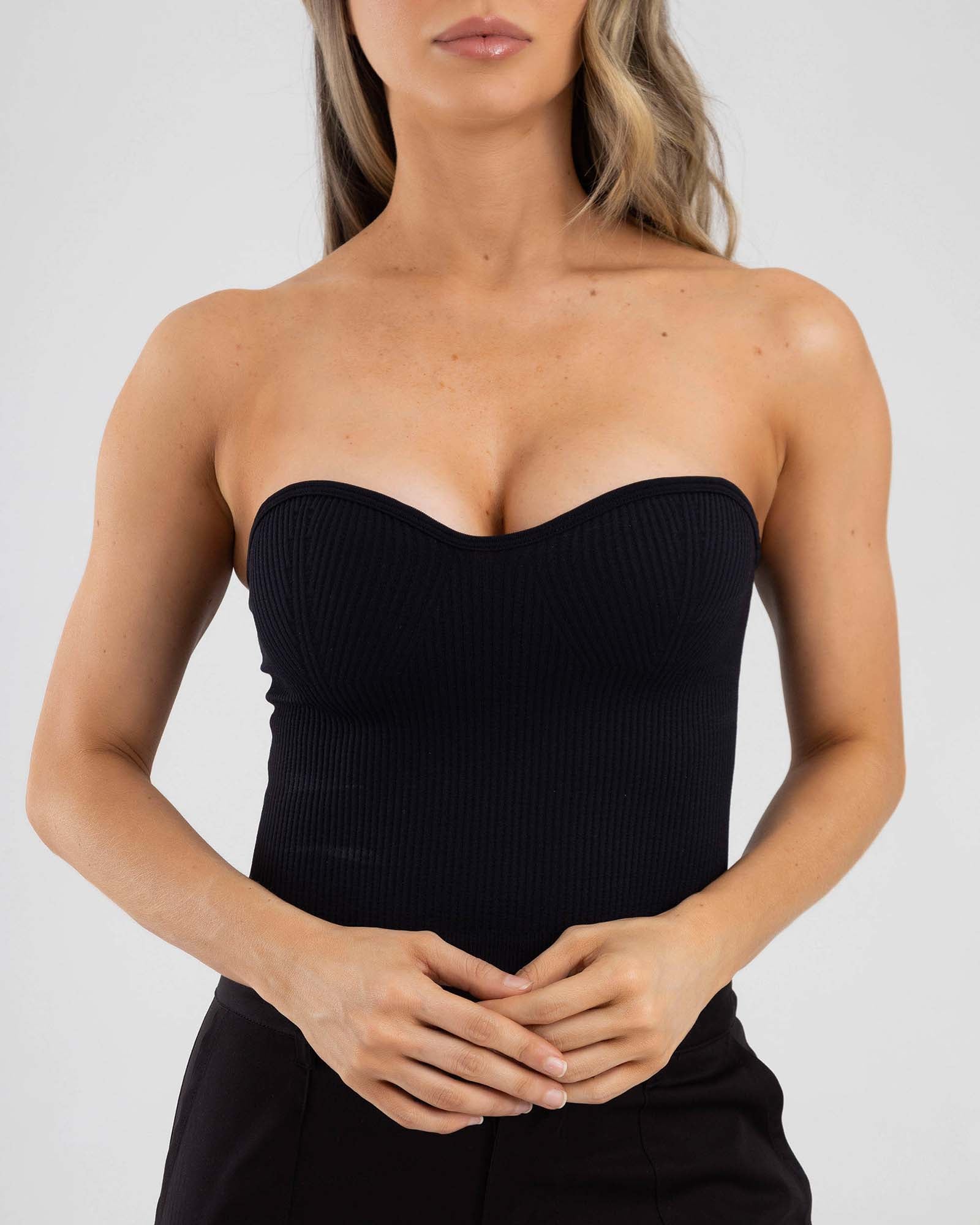 Blusa strapless casual negro active luxe FIBER