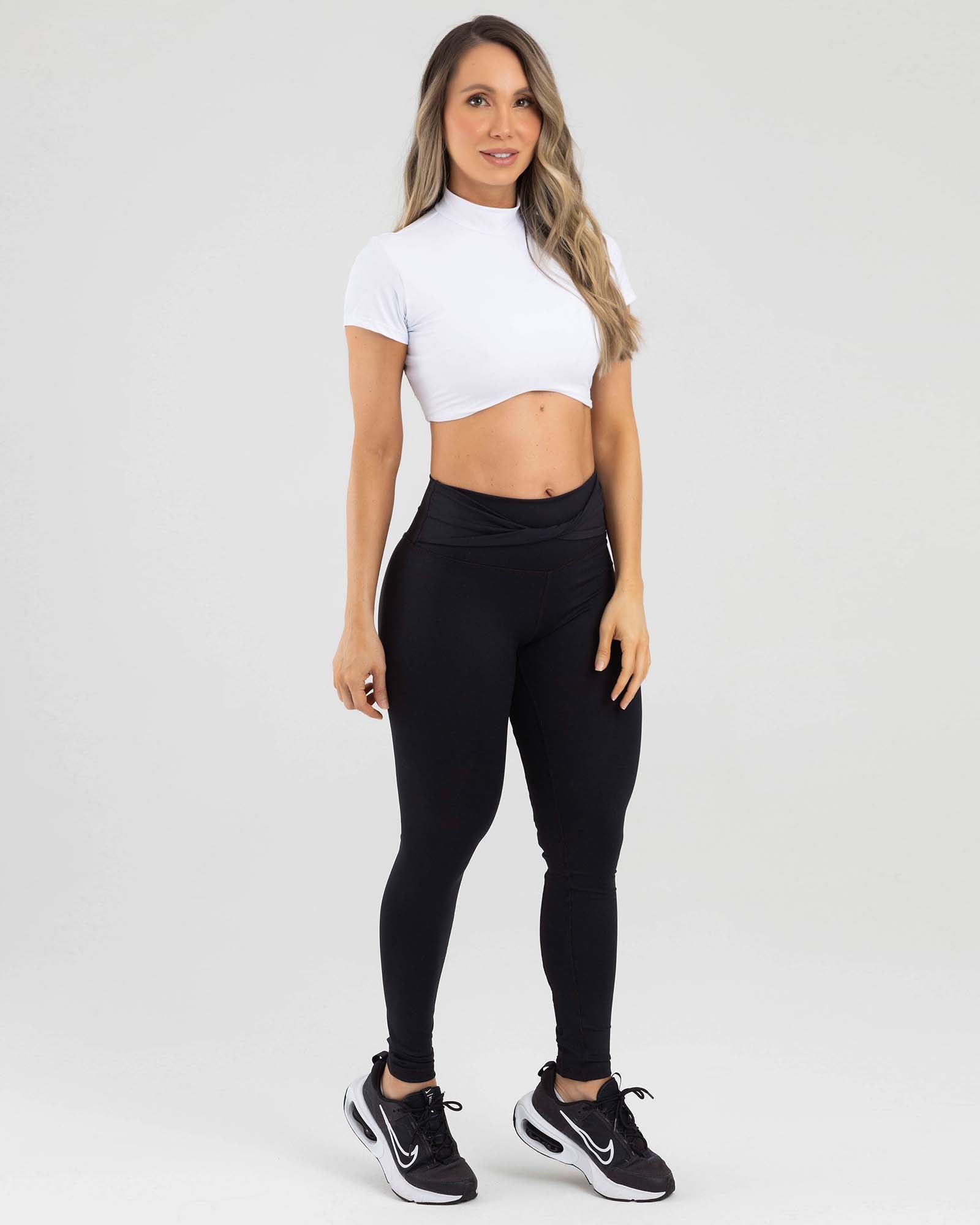 Leggings cross waist negro active luxe FIBER