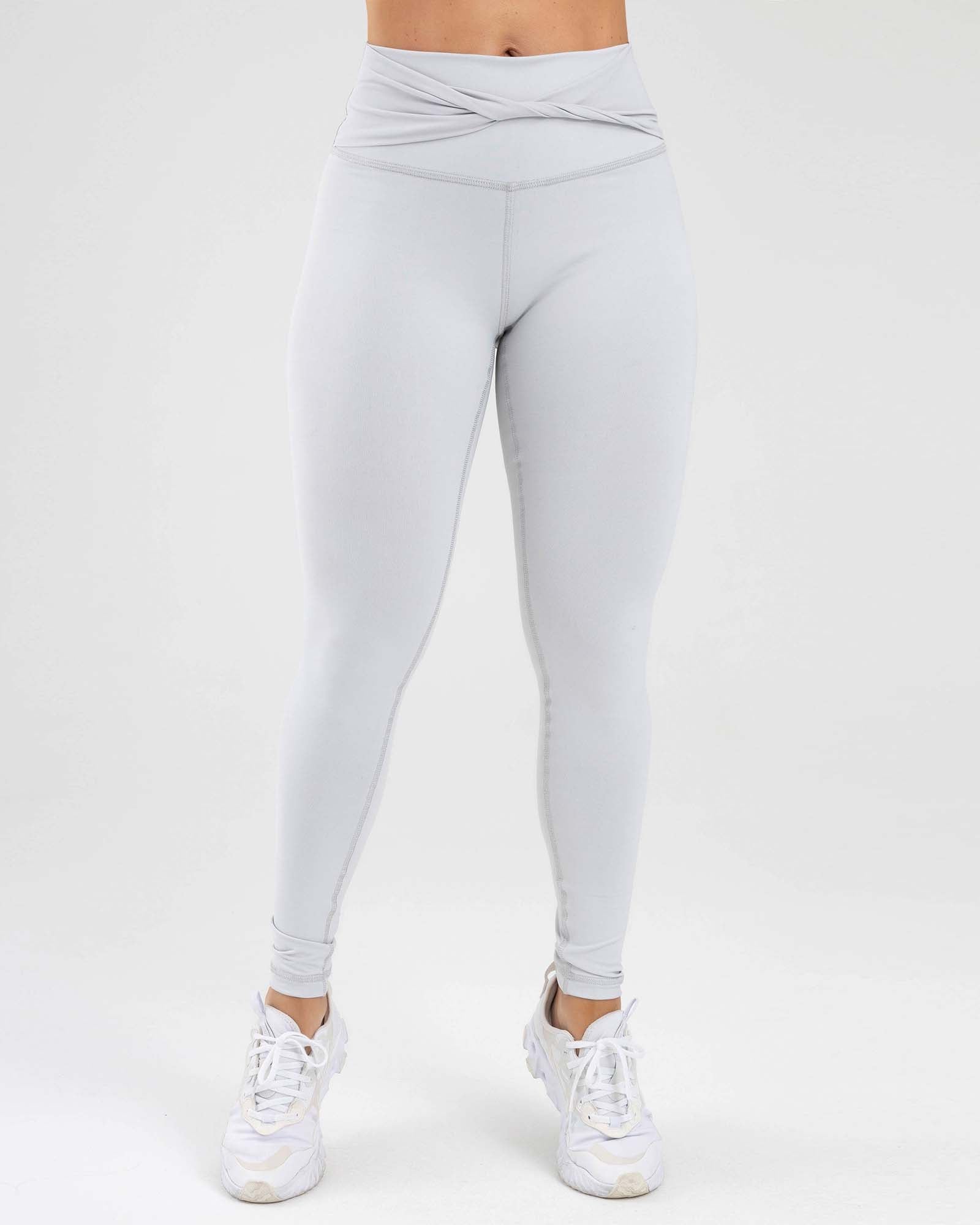 Leggings cross waist gris delicado active luxe FIBER