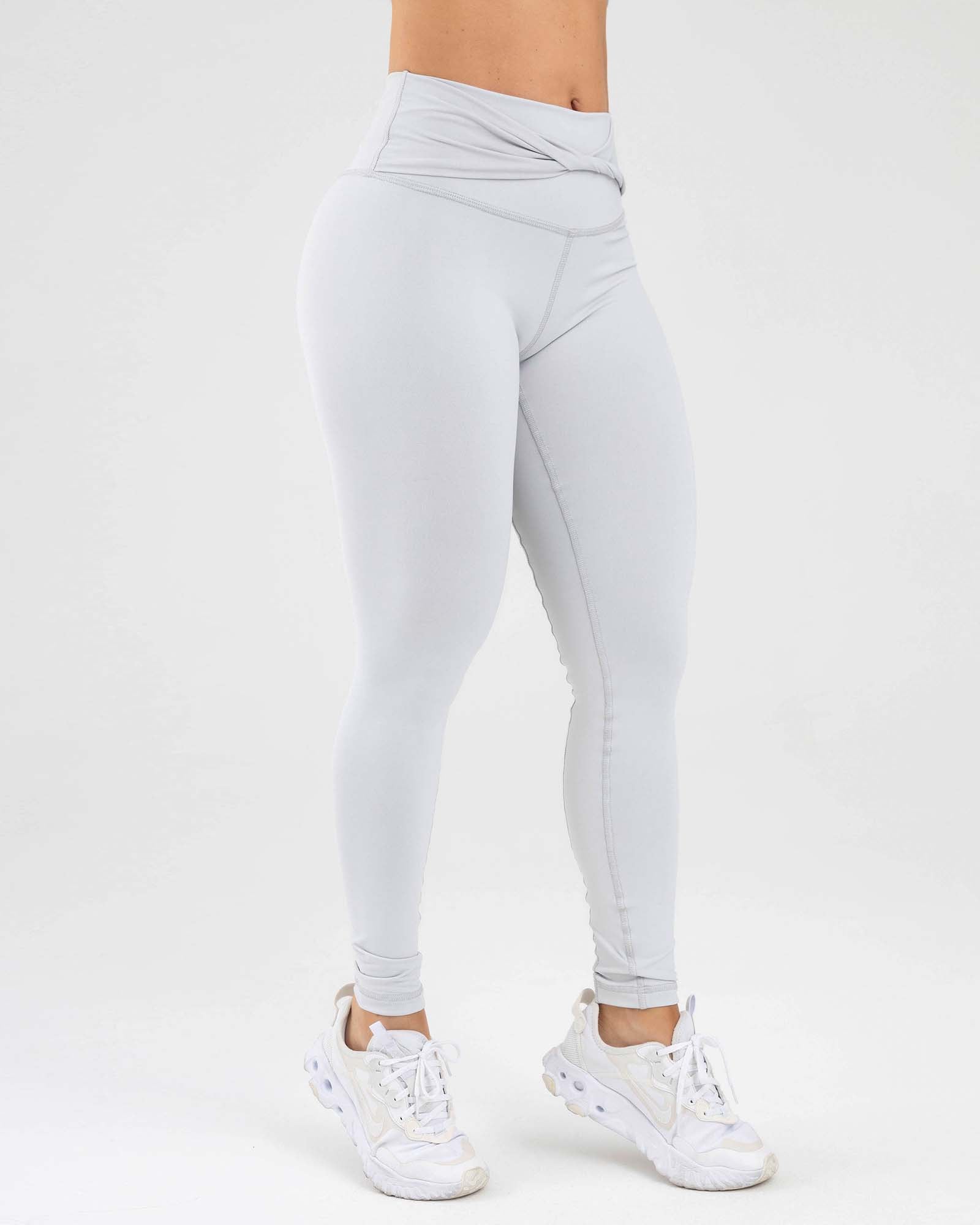 Leggings cross waist gris delicado active luxe FIBER