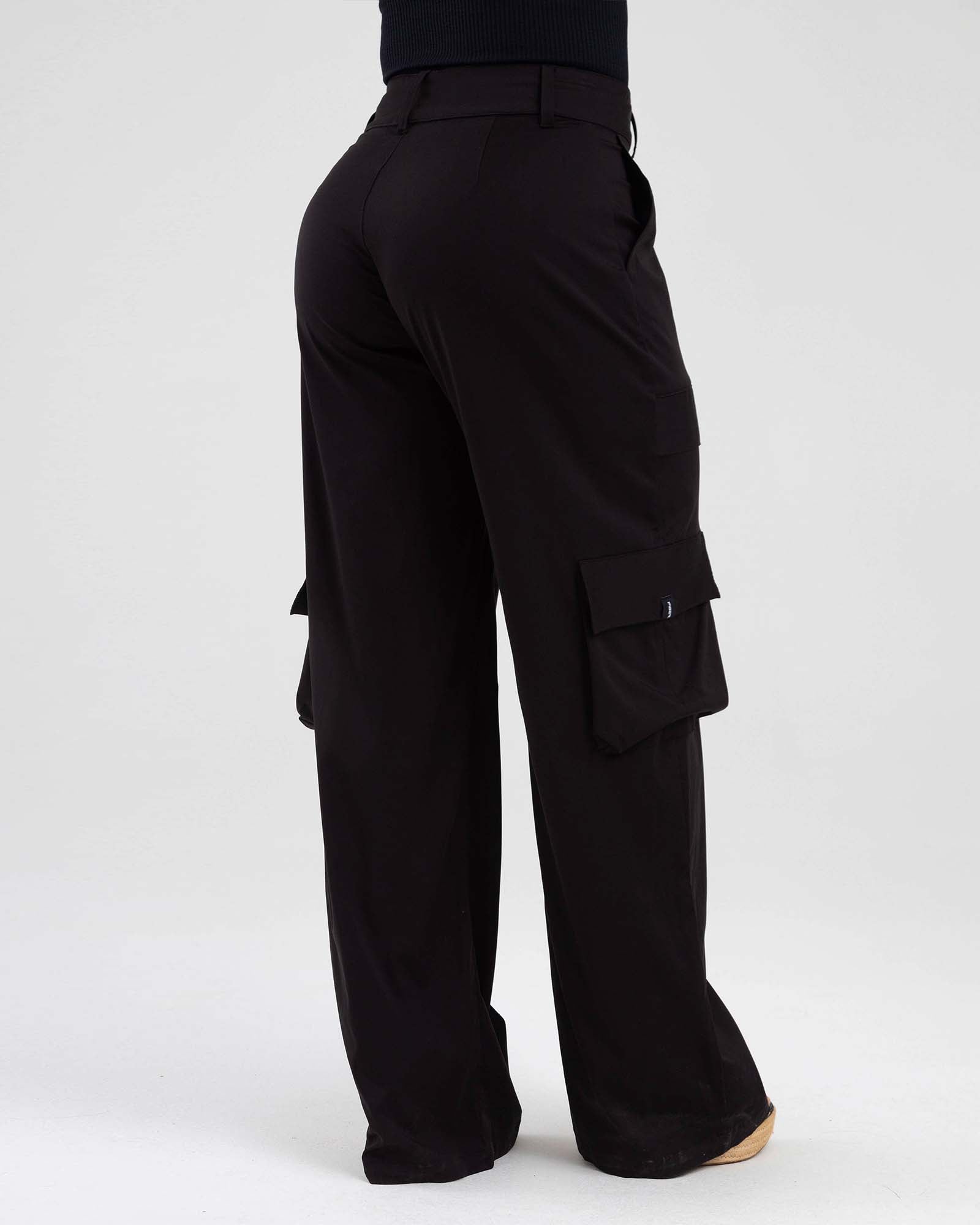 Pantalon parachute negro active luxe FIBER