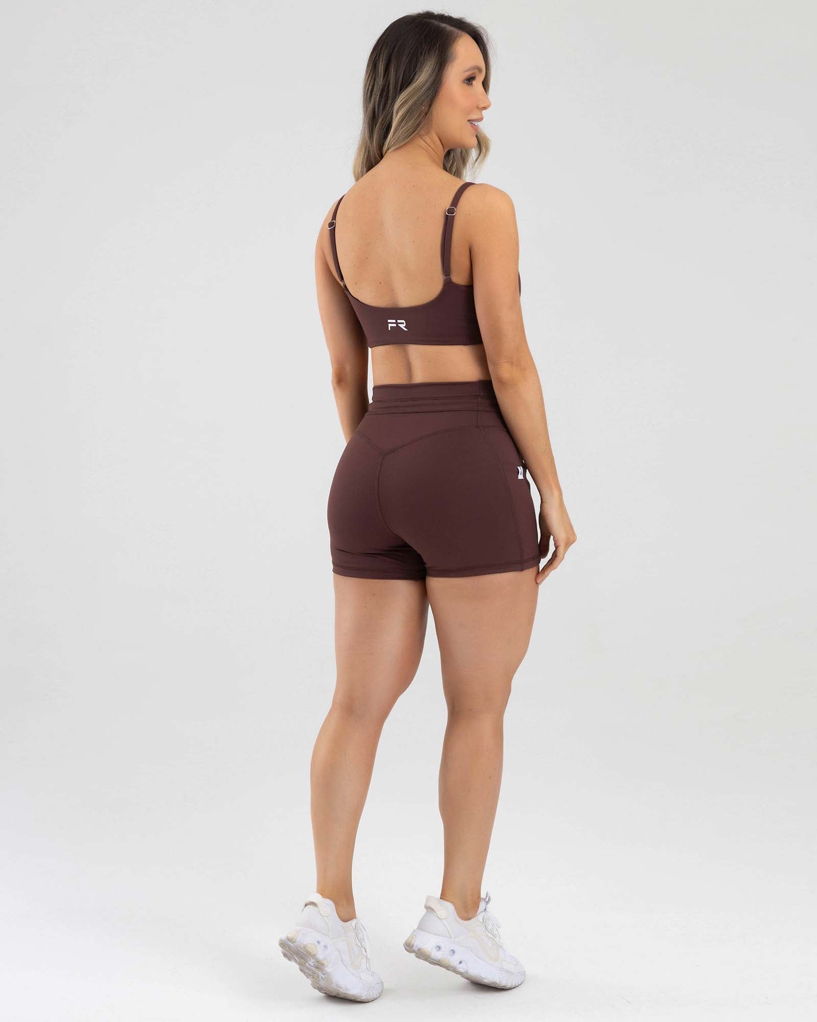 Short drawstring marron ganache active luxe FIBER