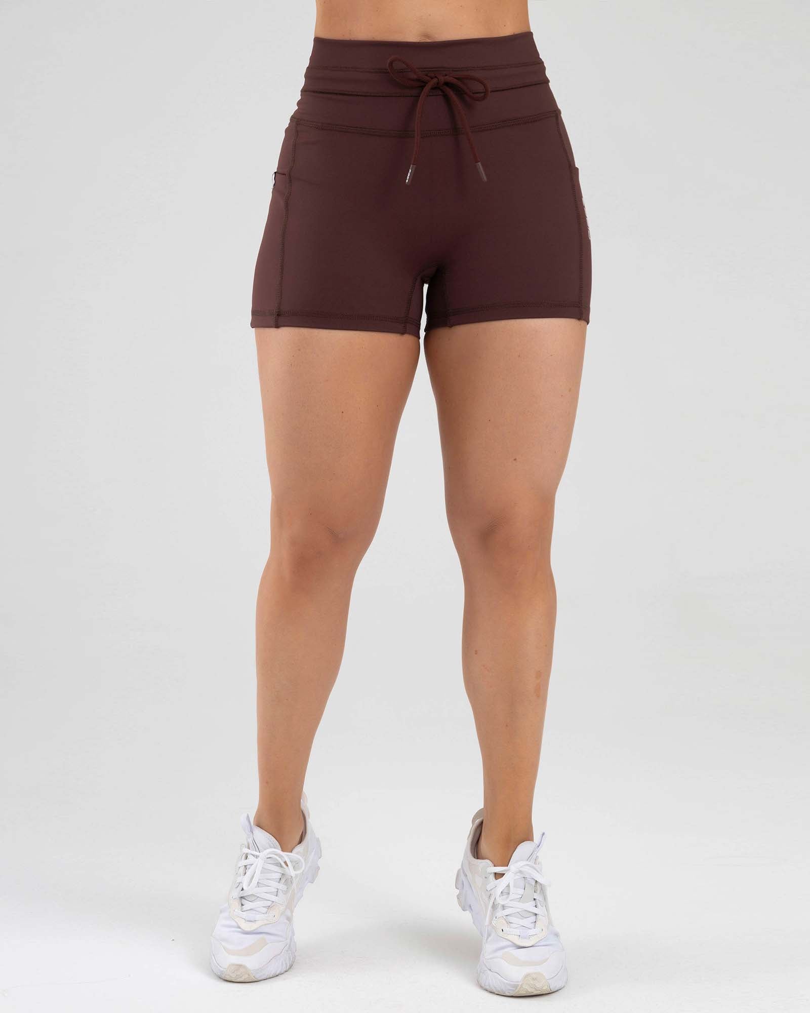 Short drawstring marron ganache active luxe FIBER