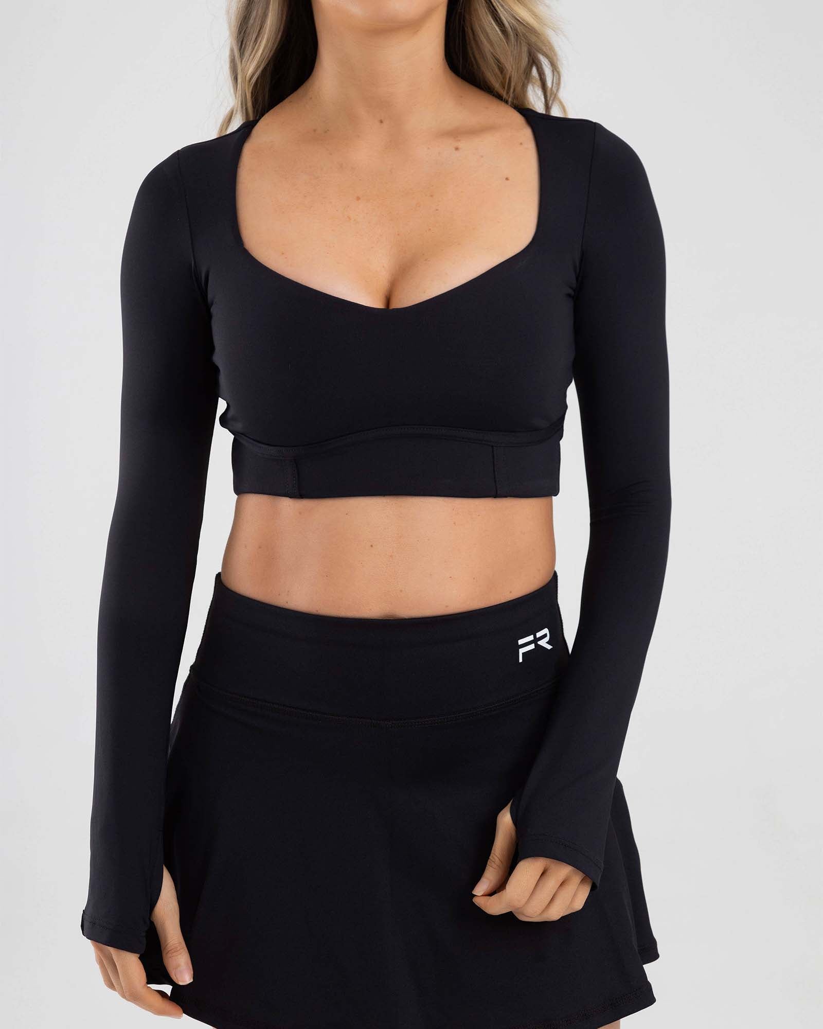 Top manga larga airlift negro active luxe FIBER