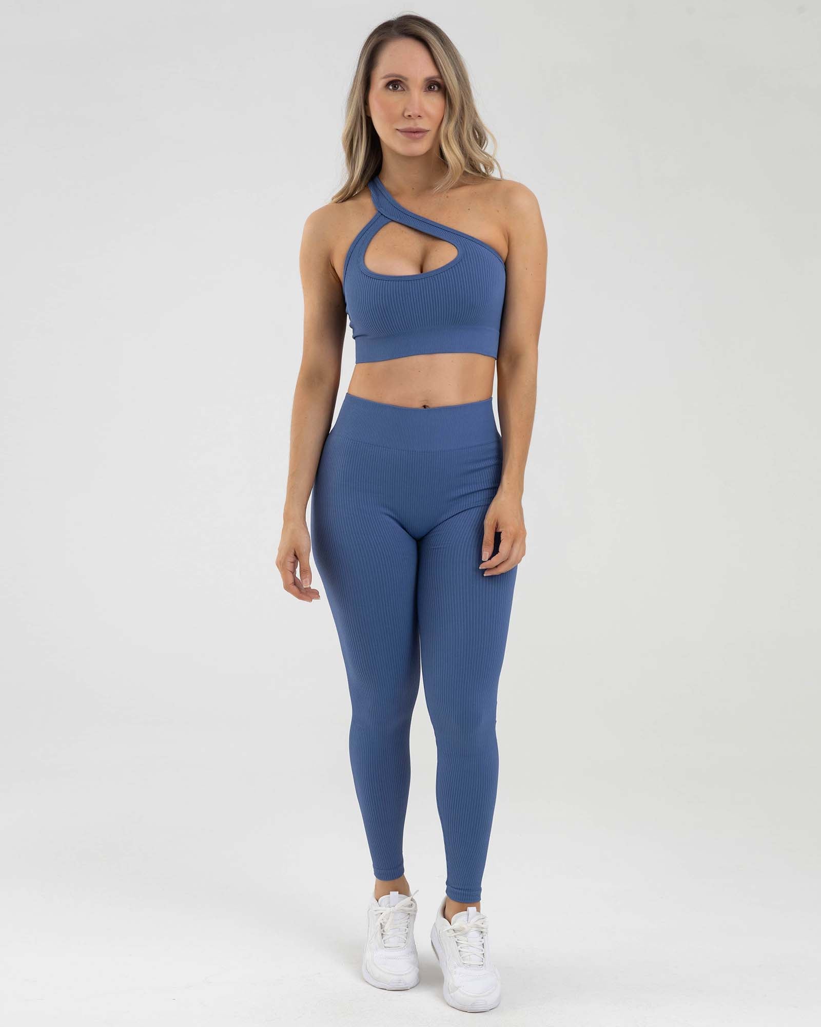 Leggings seamless ruching azul tormenta FIBER