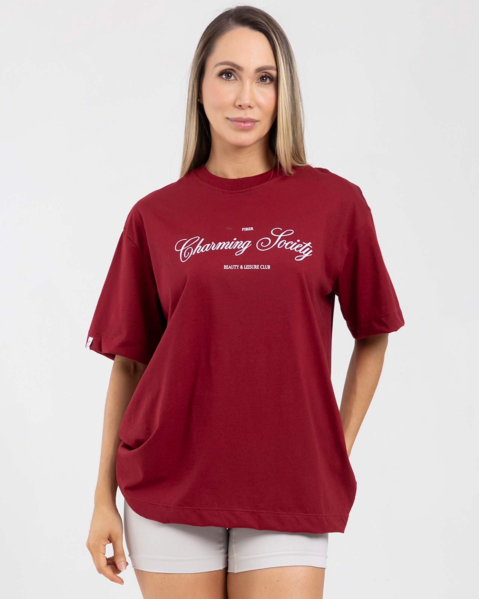 Camiseta oversize granate match FIBER