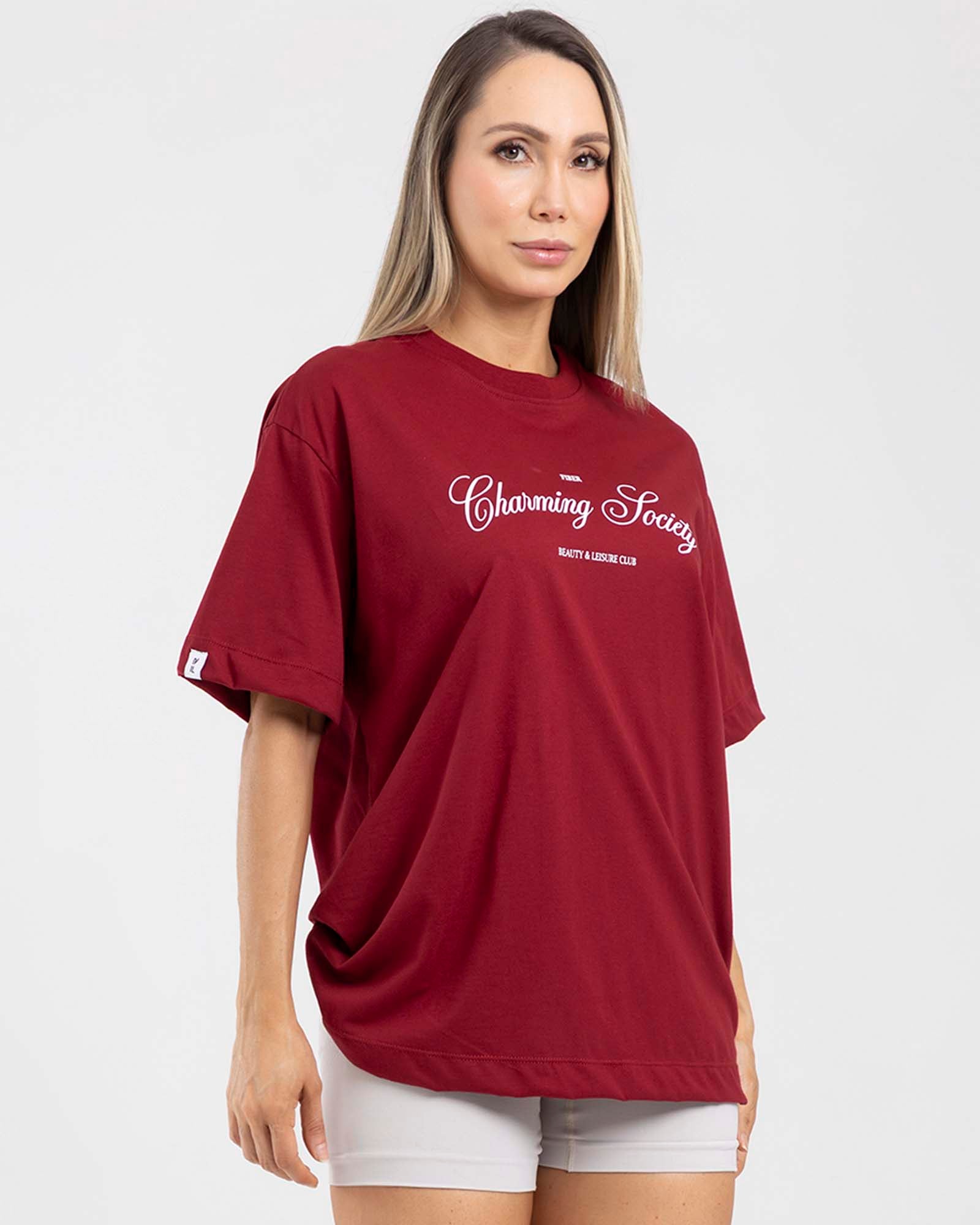 Camiseta oversize granate match FIBER