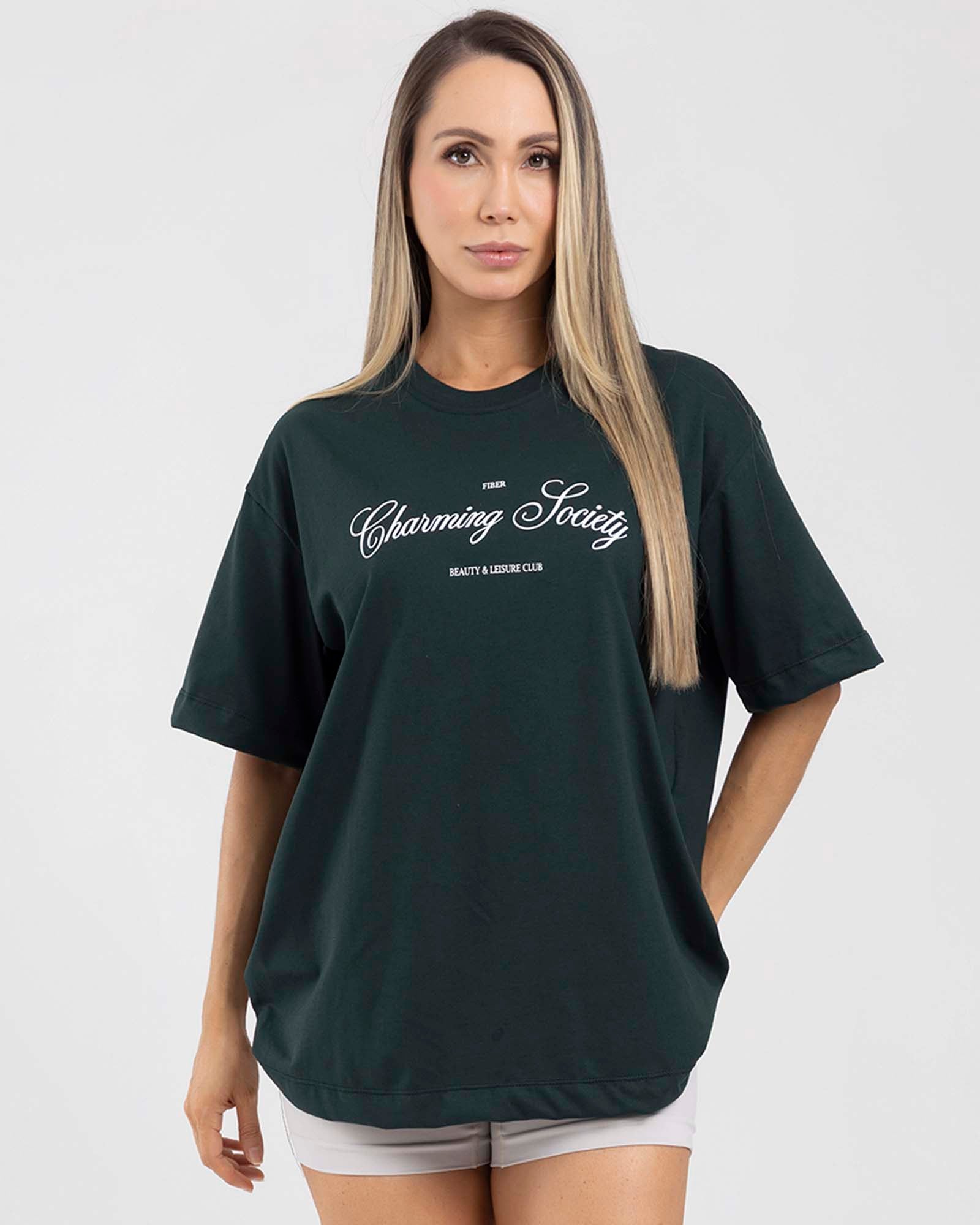 Camiseta oversize verde match FIBER