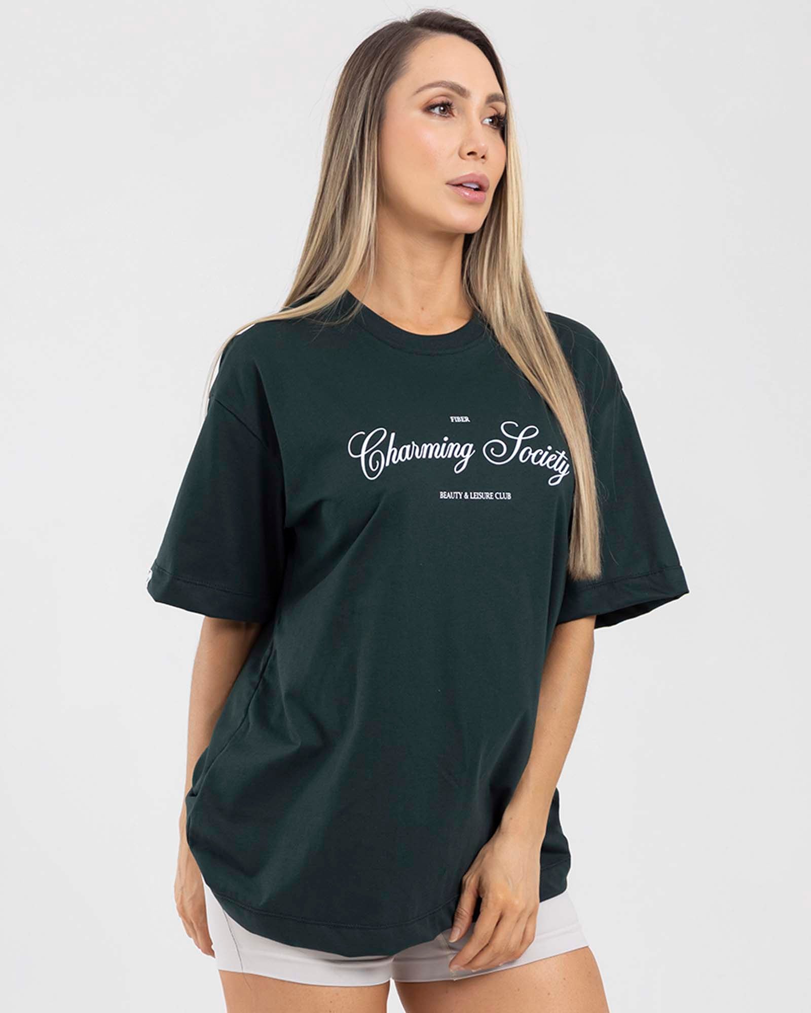 Camiseta oversize verde match FIBER